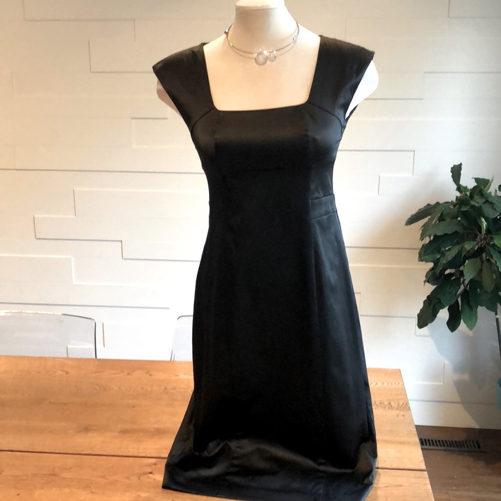 (2/$30) Banana Republic Satin Sq Neck Sheath Midi Dress 4